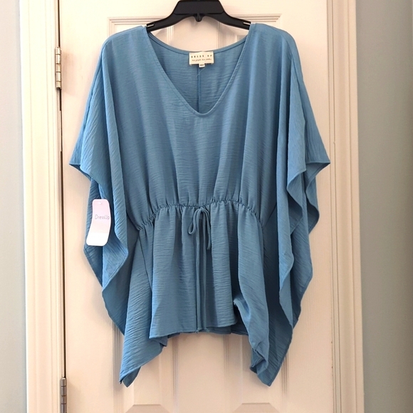NWT Dress Up V-Neck Top Blouse Elastic Waist - Picture 1 of 10